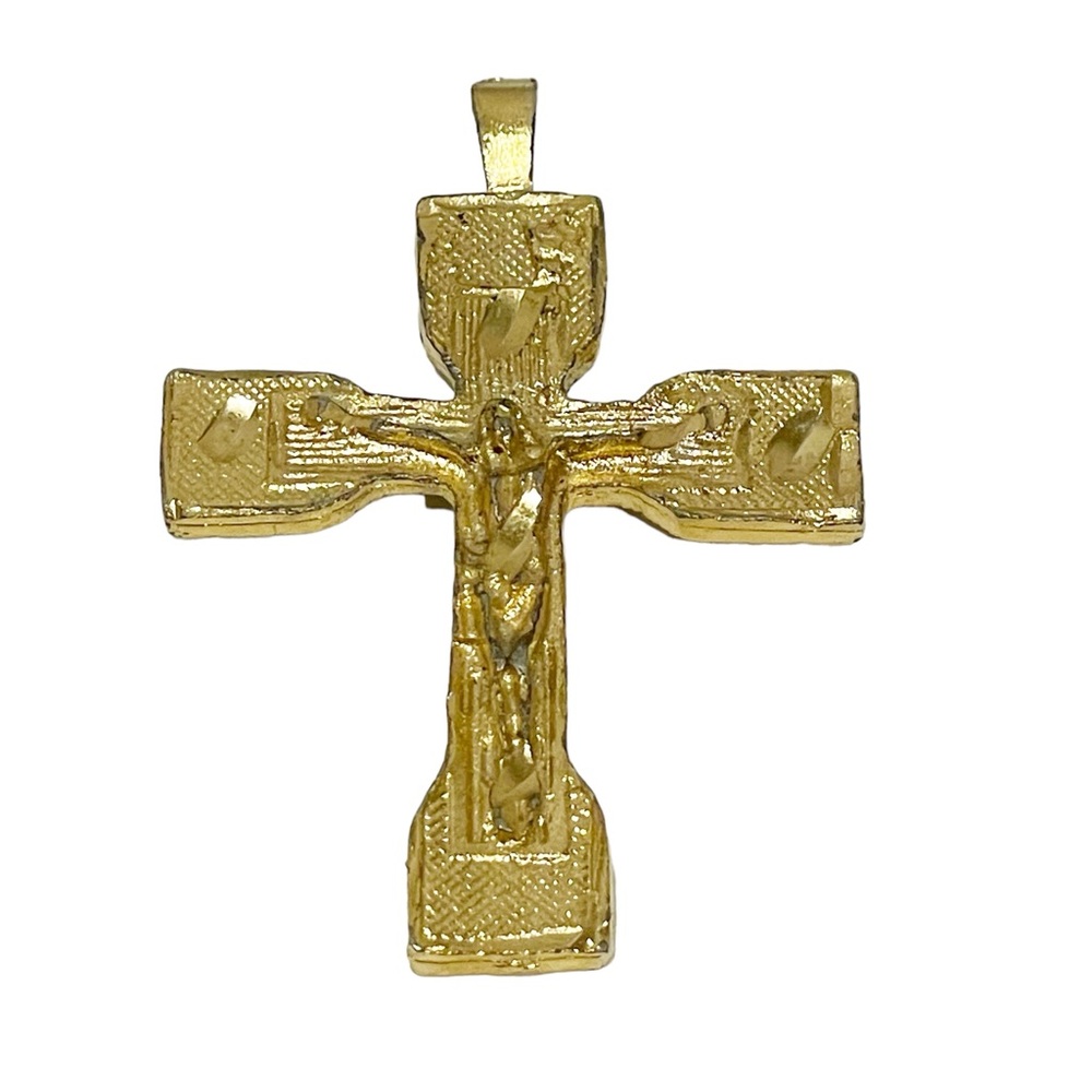 Gold‎ Tone Jesus Crucifix Cross Charm Necklace Jewelry
